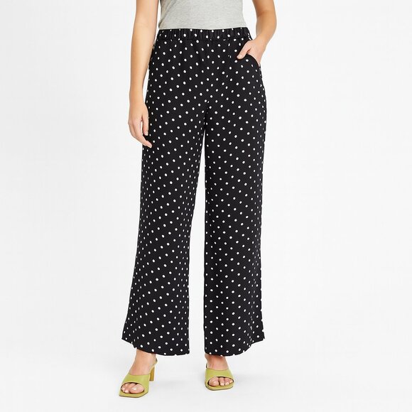 Theory Pants - Theory Black and White Polka Dot Wide Leg Pants Size Small
